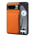 thumbnail image 1 of SaniMore for Google Pixel 8 Case, PU Leather Skin & Rugged PC Backplane Card Slots [Up to 2] Shockproof Anti-fall Flip Kickstand Slim Lightweight Business Shell for Google Pixel 8, Orange, 1 of 5