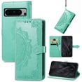 thumbnail image 1 of SaniMore for Google Pixel 8 Pro 6.7" 2023 Wallet Case with Embossed Mandala PU Leather Flip Protection Wrist Strap Credit Card Holder Pocket Kickstand Shockproof Cover For Google Pixel 8 Pro, Green, 1 of 7