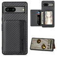 thumbnail image 1 of SaniMore for Google Pixel 8 Pro (6.8" 2023) Case, PU Leather Carbon Fibre Pattern, Flip Wallet Card Slots RFID Blocking Magnetic Car Mount Shockproof Anti-fall Protective Shell, Black, 1 of 10