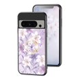 thumbnail image 1 of SaniMore for Google Pixel 8 Pro Case, 31 Diamonds Glass Vehicle Magnetic Support Flexible TPU Flower Pattern Cover with 360° Rotatable Ring Kickstand Shockproof Protective Shell, Purple Flower, 1 of 9