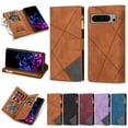 thumbnail image 1 of SaniMore for Google Pixel 8 Pro Case with Card Slot, for Samsung Z Fold 5 [Zipper Pocket] Line Stitching Wallet Stand PU Leather Folio Flip Kickstand + Hand Strap Protective Shell, Brown, 1 of 7
