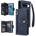 thumbnail image 1 of SaniMore for Google Pixel 8A Case, PU Leather 2 in 1 Zipper Wallet Removeable Wrist Strap Card Slots Cash Pocket Kickstand Shockproof Anti-fall Full Protective Shell For Google Pixel 8A, Blue, 1 of 15