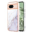 thumbnail image 1 of SaniMore for Google Pixel 8A Case with Wireless Charging Shockproof TPU Backplane Glitter Marble Pattern Fashion Design Anti-drop Anti-fingerprint Skin-feel Cover for Google Pixel 8A, White, 1 of 12