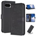 thumbnail image 1 of SaniMore for Google Pixel 8A Wallet Case, PU Leather Embossed Flower Adjustable Stand Card Slots Cash Pocket Business Shell Styllish Full Protective Shockproof Anti-drop TPU Retro Design, Black, 1 of 9