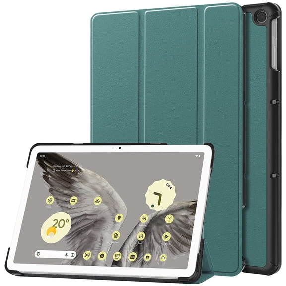 SaniMore for Google Pixel Tablet Case, Auto Sleep/Wake Rugged PC Tri-Fold Kickstand [Support iPad 1st/3rd Pencil Charging]  Shockproof Protective Case for Women Men, Darkgreen