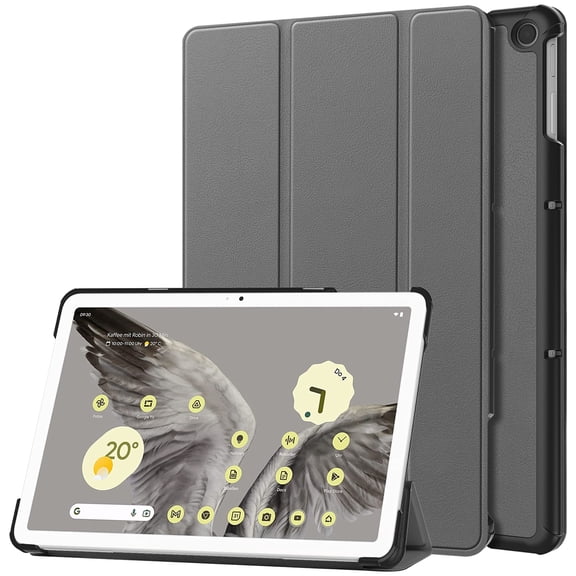 SaniMore for Google Pixel Tablet Case, Auto Sleep/Wake Rugged PC Tri-Fold Kickstand [Support iPad 1st/3rd Pencil Charging]  Shockproof Protective Case for Women Men, Gray