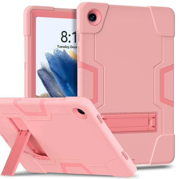 SaniMore Hybird Case for Samsung Galaxy Tab A9 Plus Case 12.4" 2023 SM-X810/X816/X818, Rugged Heavy Duty Protective Cover Hidden Kickstand Dual Angle Stand Shockproof Anti-drop Shell, Rosegold