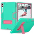 thumbnail image 1 of SaniMore Hybird Case for Samsung Galaxy Tab S9 Plus/X810/X816B/S9 FE Plus, Rugged Heavy Duty Protective Cover Hidden Kickstand Dual Angle Stand Shockproof Anti-drop Shell, Mint+Rose, 1 of 7