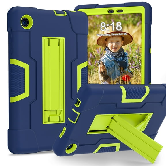 SaniMore Hybird Case for TCL Tab 8 LE 2023, Rugged Heavy Duty Protective Case Hidden Kickstand Dual Angle Stand Shockproof Anti-drop for TCL Tab 8 LE 2023, Navy+Green