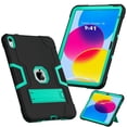 thumbnail image 1 of SaniMore Hybird Case for iPad 10th Generation 10.9" 2022, Rugged Heavy Duty Protective Case Hidden Kickstand Dual Angle Stand Shockproof Anti-drop for iPad 10th Generation 2022, Black+Mint, 1 of 10