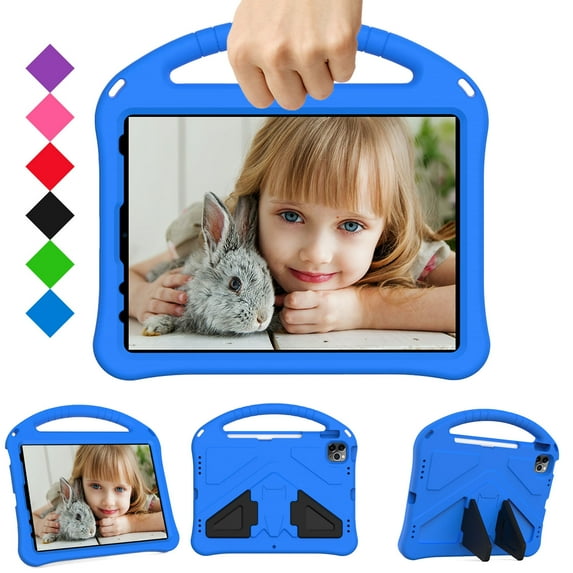 SaniMore Kids Case for iPad 10th Generation 2022, iPad 10.9" 2022 Case with Pencil Holder, Shock Proof Light Weight Convertible Handle Stand Kids Shell Case for Apple iPad 10 2022, Blue