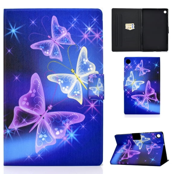 SaniMore for Lenovo Tab M10 10.1 inch 3rd Generation TB-328F Wallet Case, Auto Wake/Sleep Flip Folio Case Card Holder Kickstand PU Leather Tablet Cover Shockproof TPU Fashion Case, Star Butterfly