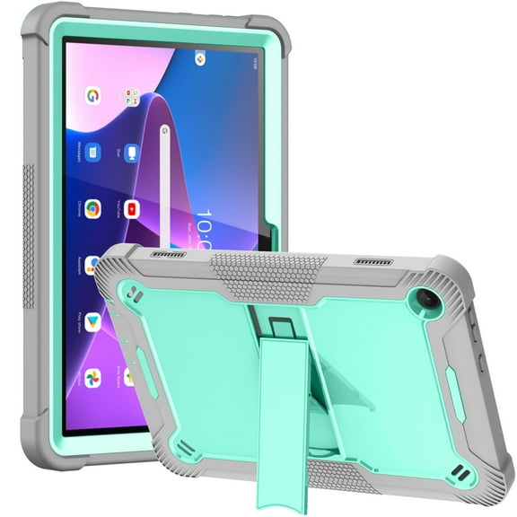 SaniMore for Lenovo Tab M10 (3rd Gen) 10.1" TB-328F 2022 Case, 3 Layers Multi-Functional [Built-in Kickstand] Heavy Duty Shockproof Rugged Protective Case for Lenovo Tab M10 (3rd Gen), Green