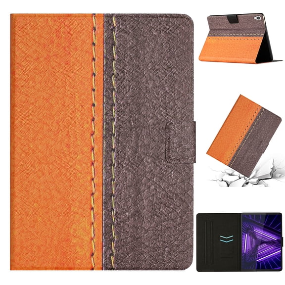 SaniMore for Lenovo Tab M10 (3rd Gen) 10.1" TB-328F 2022 Case, Auto Sleep/Wake, PU Leather Patchwork Magnetic Wallet Cover Support Card Slot & Kickstand Shockproof Protective Shell, Orange