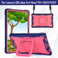 thumbnail image 1 of SaniMore for Lenovo Tab M10 Plus 3rd Gen 10.6" 2022 (TB-125F/TB-128F) Kids Case, Multi-Functional Cover with Handle Shoulder Strap & 360° Rotatable Kickstand Shockproof Protective Shell, Navy+Rose, 1 of 8