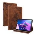 thumbnail image 1 of SaniMore for Lenovo Tab M10 Plus 3rd Gen 10.6 inch 2022 TB-125F/128F Wallet Case Card Slots Hand Rope Anti-slip Strip Pen Holder Auto Wake/Sleep Stand Embossed Butterfly for Girls Women, Brown, 1 of 5