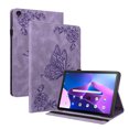 thumbnail image 1 of SaniMore for Lenovo Tab M10 Plus 3rd Gen 10.6 inch 2022 TB-125F/128F Wallet Case Card Slots Hand Rope Anti-slip Strip Pen Holder Auto Wake/Sleep Stand Embossed Butterfly for Girls Women, Purple, 1 of 5
