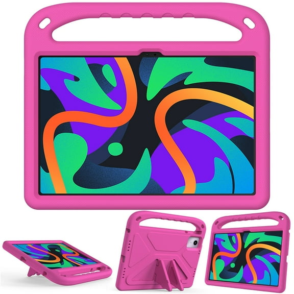 SaniMore for Lenovo Tab M11 11" 2024 EVA Kids Case, Skid-Proof Texture Case with Holder & Foldable 2 in 1 Kickstand Pencil Holder Shockproof Protective Case for Boys Girls, Rose