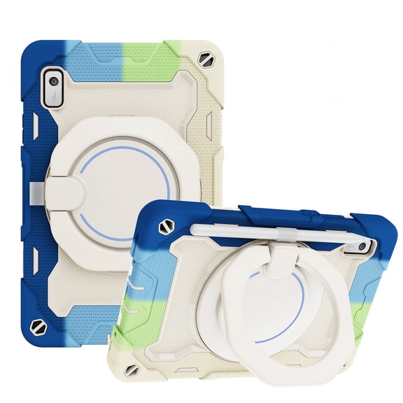 SaniMore for Lenovo Tab M9 Case 9 inch 2023 Tablet, 3 Layers Protection Cover for Lenovo Tab M9 Tablet with Rotating Stand Handle, Shoulder Strap Pen Holder Armor Silicone Case, Rainbowblue