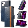 thumbnail image 1 of SaniMore Magnetic Clasp Wallet Case for iPhone 15 Plus with Cash & Card Slots, RFID Blocking Soft TPU + PU Leather Shockproof Protective Cover with Folio Flip Kickstand Shell, Darkblue, 1 of 15