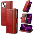 thumbnail image 1 of SaniMore Magnetic Clasp Wallet Case for iPhone 15 Plus with Cash & Card Slots, RFID Blocking Soft TPU + PU Leather Shockproof Protective Cover with Folio Flip Kickstand Shell, Red, 1 of 15