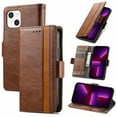 thumbnail image 1 of SaniMore Magnetic Clasp Wallet Case for iPhone 15 Plus with Cash & Card Slots, RFID Blocking Soft TPU + PU Leather Shockproof Protective Cover with Folio Flip Kickstand Shell, Darkbrown, 1 of 15