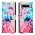 thumbnail image 1 of SaniMore Magnetic Closure Wallet Case for Google Pixel 7 Pro with Card Holder, Painted Marble Pattern PU Leather Cover Support Kickstand & Wrist Strap Shockproof Protective Shell, Pink, 1 of 8