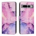 thumbnail image 1 of SaniMore Magnetic Closure Wallet Case for Google Pixel 7 Pro with Card Holder, Painted Marble Pattern PU Leather Cover Support Kickstand & Wrist Strap Shockproof Protective Shell, Purple, 1 of 8