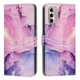 thumbnail image 1 of SaniMore Magnetic Closure Wallet Case for Motorola Moto G Stylus 5G 2022 with Card Holder, Painted Marble Pattern PU Leather Cover Support Kickstand & Wrist Strap Shockproof Protective Shell, Purple, 1 of 8