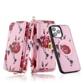 thumbnail image 1 of SaniMore Magnetic Detachable Wallet Case for iPhone 13 Pro Max, Flower Pattern RFID Blocking Cover Support Wireless Charging Card Slot Shoulder & Wrist Strap 360° Full Protective Shell, Pink, 1 of 13