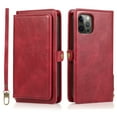 thumbnail image 1 of SaniMore Magnetic Detachable Wallet Case for iPhone 14 Pro Max, PU Leather 2-in-1 Functional Cover Buil-in Multiple Card Slots & Car Mount Wrist Strap Shockproof Protective Shell, BRed, 1 of 10