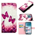 thumbnail image 1 of SaniMore Magnetic Flip Wallet Case for Motorola Edge 40 Neo, RFID Blocking Card Holder Painted Pattern PU Leather Cover with Kickstand & Wrist Strap Shockproof Protective Shell, Rose Butterfly, 1 of 6