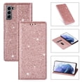 thumbnail image 1 of SaniMore Magnetic Flip Wallet Case for Samsung Galaxy S22 6.1", PU Leather Ultra-Thin Glitter Cover Buil-in Card Slot & Kickstand Shockproof Protective Shell for Samsung S22, Rosegold, 1 of 8