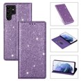 thumbnail image 1 of SaniMore Magnetic Flip Wallet Case for Samsung Galaxy S22 Ultra 6.8", PU Leather Ultra-Thin Glitter Cover Buil-in Card Slot & Kickstand Shockproof Protective Shell for Samsung S22 Ultra, Purple, 1 of 8
