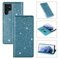 thumbnail image 1 of SaniMore Magnetic Flip Wallet Case for Samsung Galaxy S22 Ultra 6.8", PU Leather Ultra-Thin Glitter Cover Buil-in Card Slot & Kickstand Shockproof Protective Shell for Samsung S22 Ultra, Skyblue, 1 of 8
