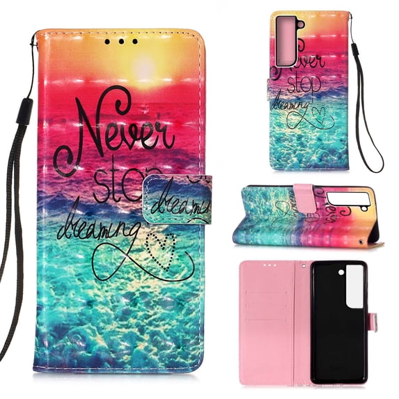 SaniMore Magnetic Flip Wallet Case for Samsung Galaxy S23 FE 6.4", RFID Blocking Card Holder Painted Pattern PU Leather Cover with Kickstand & Wrist Strap Shockproof Protective Shell, Colorful