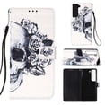 thumbnail image 1 of SaniMore Magnetic Flip Wallet Case for Samsung Galaxy S23 FE 6.4", RFID Blocking Card Holder Painted Pattern PU Leather Cover with Kickstand & Wrist Strap Shockproof Protective Shell, Skull, 1 of 5