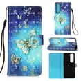 thumbnail image 1 of SaniMore Magnetic Flip Wallet Case for Samsung Galaxy S23 Plus, RFID Blocking Card Holder Painted Pattern PU Leather Cover with Kickstand & Wrist Strap Shockproof Protective Shell, Golden Butterfly, 1 of 6