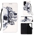 thumbnail image 1 of SaniMore Magnetic Flip Wallet Case for Samsung Galaxy S23 Ultra, RFID Blocking Card Holder Painted Pattern PU Leather Cover with Kickstand & Wrist Strap Shockproof Protective Shell, Skull, 1 of 6
