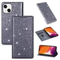 thumbnail image 1 of SaniMore Magnetic Flip Wallet Case for iPhone 14 6.1", PU Leather Ultra-Thin Glitter Cover Buil-in Card Slot & Kickstand Shockproof Protective Shell for iPhone 14, Gray, 1 of 8