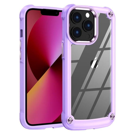 SaniMore Magnetic Transparent Case for iPhone 14 Pro with Wireless Charging, PC & Liquid TPU Cover with Independent Mental Key Armor Goggles Protective Lens Shockproof Protective Shell, Purple