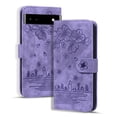 thumbnail image 1 of SaniMore Magnetic Wallet Case for Google Pixel 7A [RFID Blocking] Card Holder, Cartoon Embossing PU Leather Kickstand & Wrist Strap Shockproof Shell for Google Pixel 7A Girls Women, Purple, 1 of 6