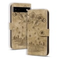 thumbnail image 1 of SaniMore Magnetic Wallet Case for Google Pixel 7A [RFID Blocking] Card Holder, Cartoon Embossing PU Leather Kickstand & Wrist Strap Shockproof Shell for Google Pixel 7A Girls Women, Brown, 1 of 6
