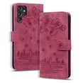 thumbnail image 1 of SaniMore Magnetic Wallet Case for Samsung Galaxy S23 Ultra [RFID Blocking] Card Holder, Cartoon Embossing PU Leather Cover Built-in Kickstand & Wrist Strap Shockproof Protective Shell, Red, 1 of 8