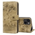 thumbnail image 1 of SaniMore Magnetic Wallet Case for iPhone 14 Plus [RFID Blocking] Card Holder, Cartoon Embossing PU Leather Cover Built-in Kickstand & Wrist Strap Shockproof Protective Shell, Brown, 1 of 8
