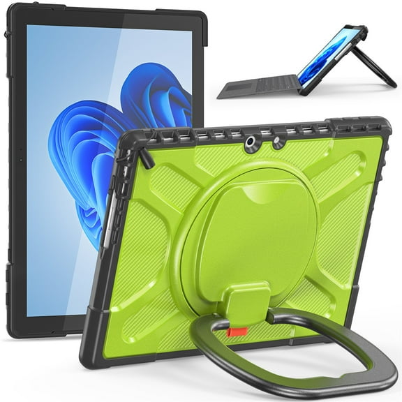 SaniMore for Microsoft Surface Pro 9 13" 2022 Case Support Keyboard Connection, Soft TPU & Rugged PC Cover with Handle & 360° Rotatable Kickstand Small Lock Full Body Protective Shell, Green