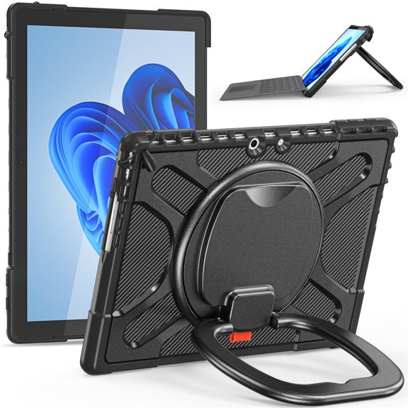 SaniMore for Microsoft Surface Pro 9 13" 2022 Case Support Keyboard Connection, Soft TPU & Rugged PC Cover with Handle & 360° Rotatable Kickstand Small Lock Full Body Protective Shell, Black