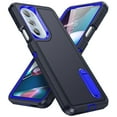 thumbnail image 1 of SaniMore for Motorola Edge 30 Pro 6.7" 2022 Hybird Case, Rugged PC Back Shockproof TPU Shell Metal Hidden Kickstand Drop Resistant Anti-slip Heavy Duty Protective Cover, Darkblue+Royalblue, 1 of 8