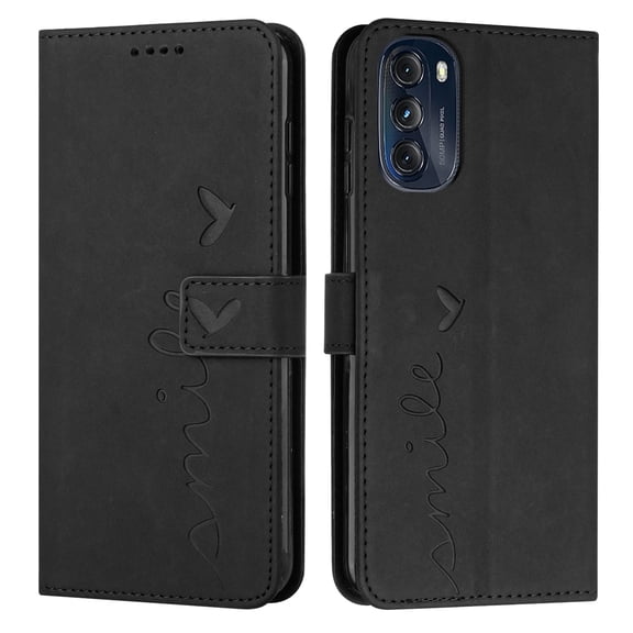 SaniMore for Motorola Moto G 5G 2022 Case with RFID Blocking Cash & Card Slots, Scratch Proof Wallet Soft TPU + PU Leather Cover with Kickstand + Hand Strap Shockproof Protective Shell, Black