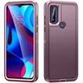 thumbnail image 1 of SaniMore for Motorola Moto G Play 2023 Case, 3-Layer Shock Absorbing Non-Slip Stripes [Soft Silicone Rubber] [Hard PC Bumper] Military Grade Shockproof Protective Cover for Moto G Play, Purple, 1 of 8